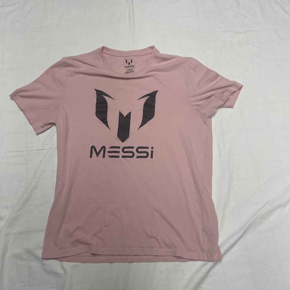 Lionel Messi Mens T shirt size large Pink Black Soccer Futbol